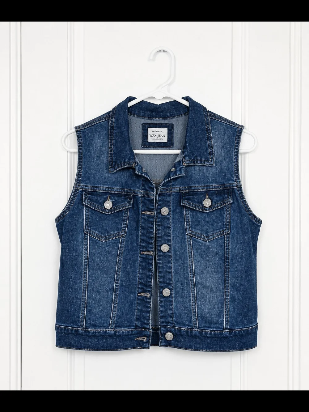 Wax Jean Blue Denim Vest with Green Fairy Graphic